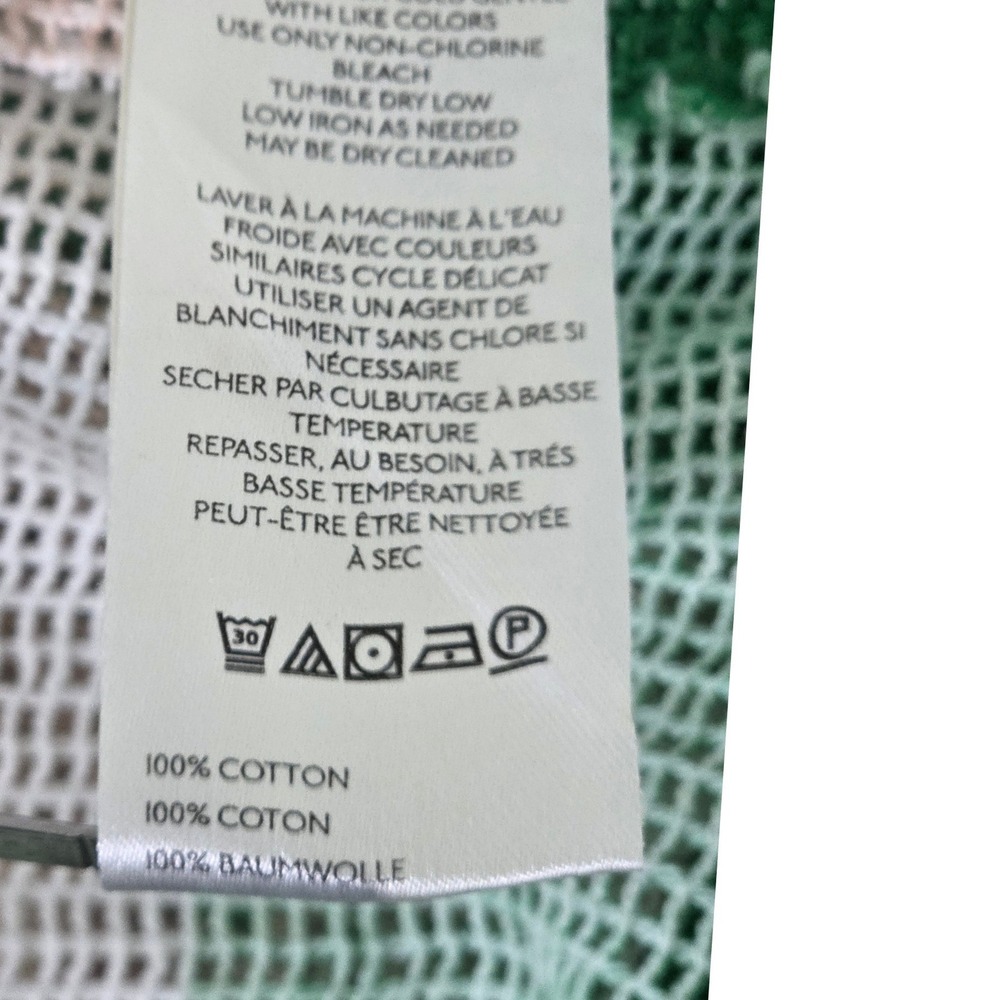 We The Free Women Shirt M Green Cream Striped Mesh Beach Layered Bohemian - Picture 5 of 5